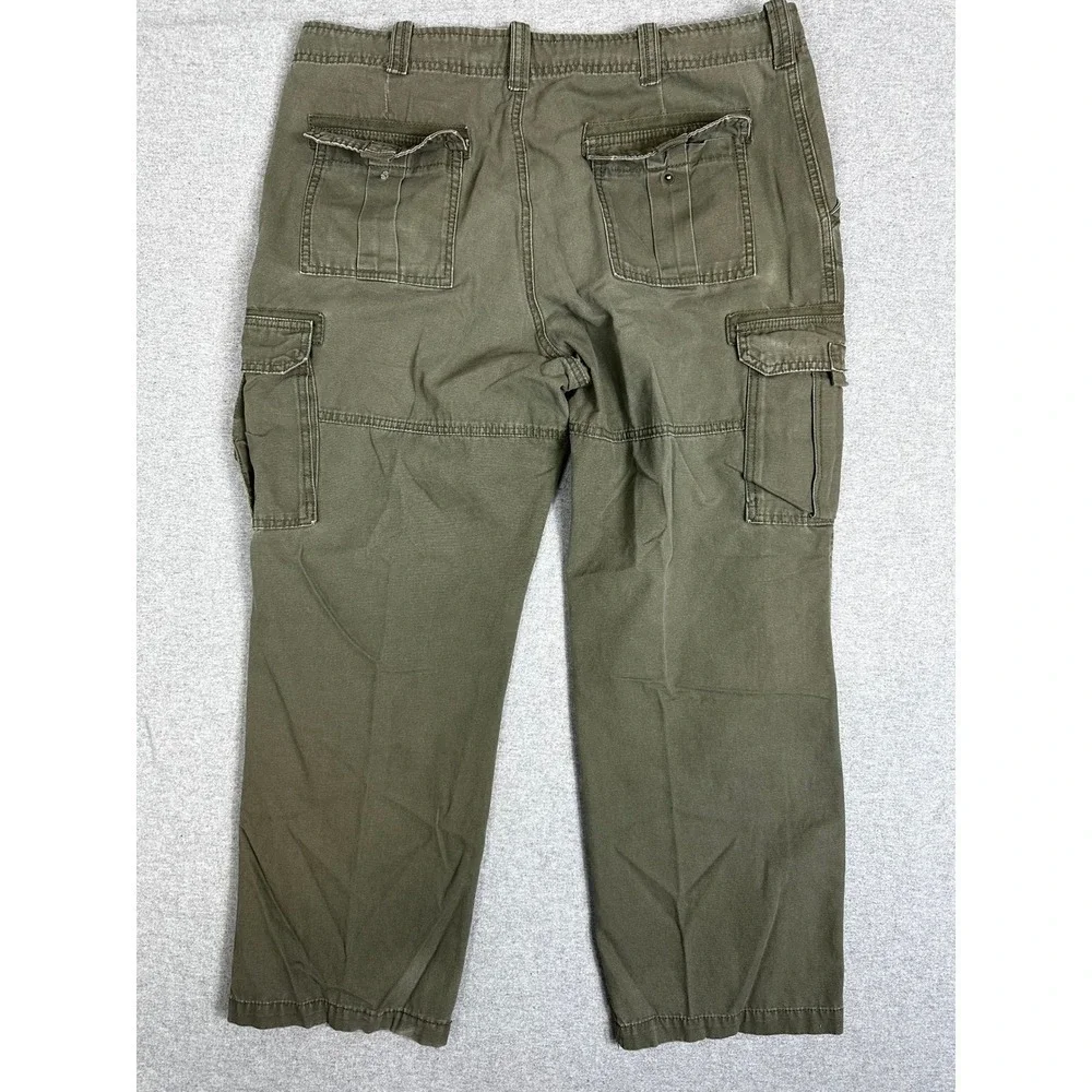 VTG Guide Gear Cargo Pant 40x30 Olive Green Canvas Utility Work Trousers Grunge‎